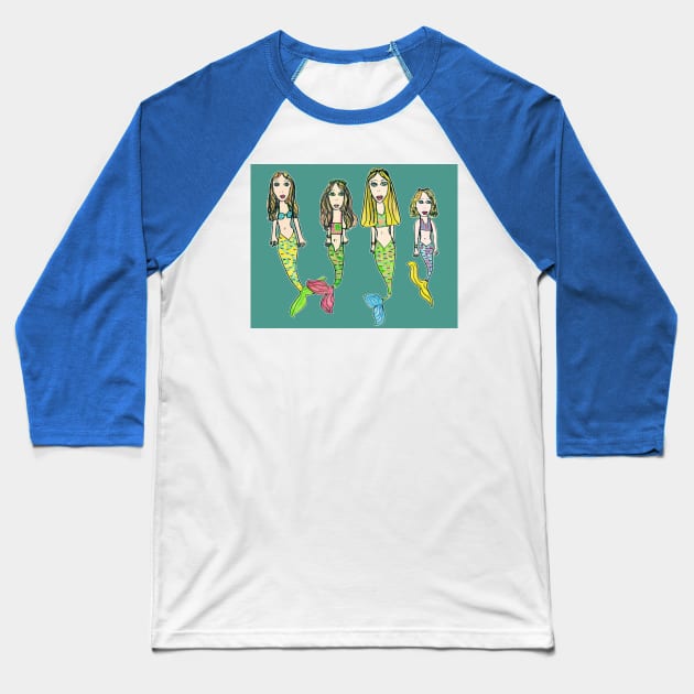 My Girls as Mermaids - Drawn by Tane (8) Baseball T-Shirt by micklyn